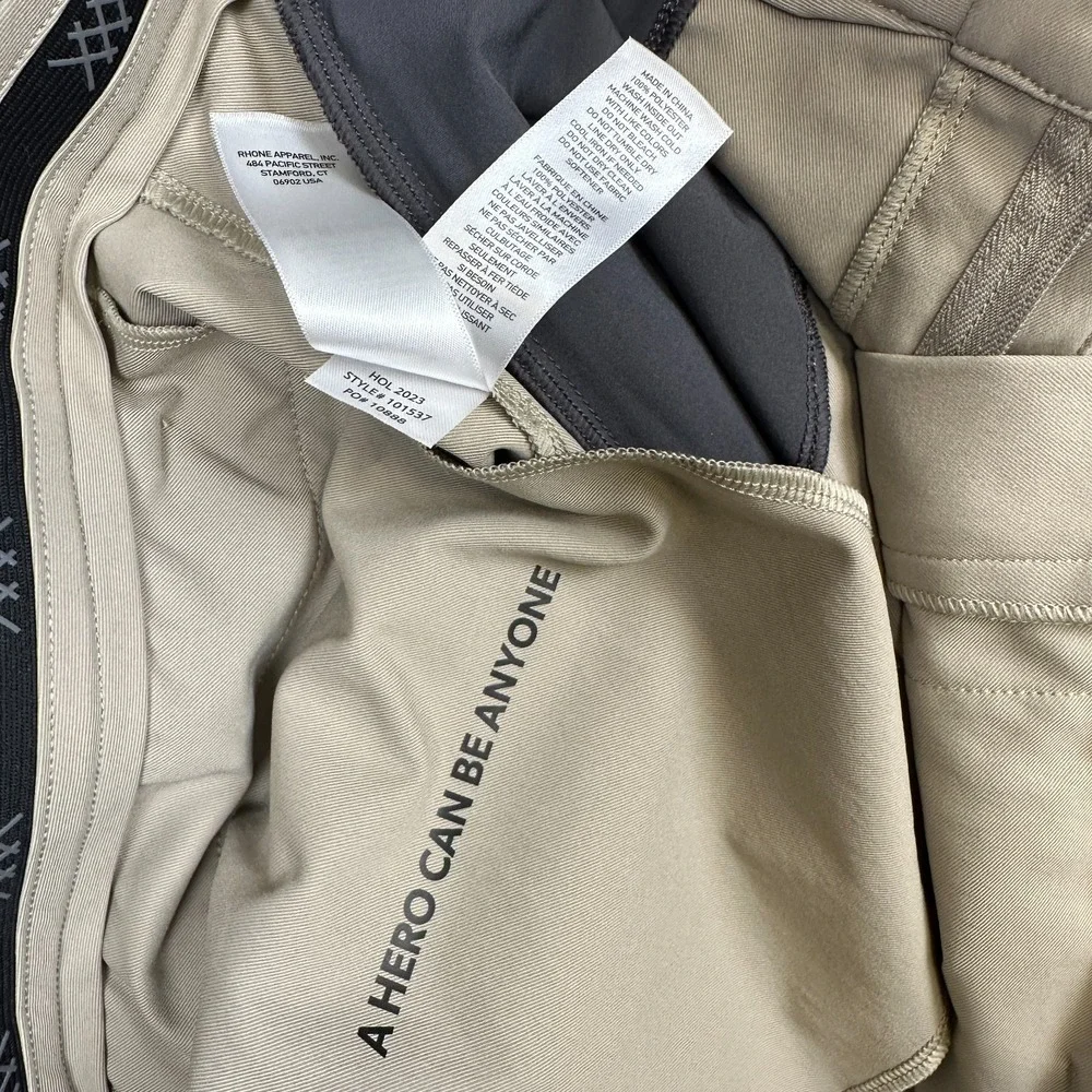 RHONE Slim Fit Performance Pants Khaki Stretch Tech Commuter Men's size 36